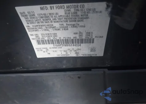 2015 Ford Taurus Limited из США, поврежденный, VIN 1FAHP2F80FG144354